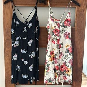 Lot of 2 A&F floral cotton button front dress
